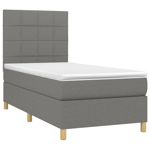 vidaXL Boxspringbett mit Matratze & LED Dunkelgrau 80x200 cm Stoff