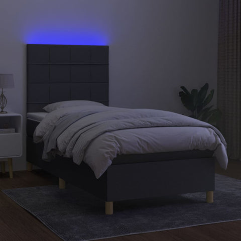 vidaXL Boxspringbett mit Matratze & LED Dunkelgrau 80x200 cm Stoff