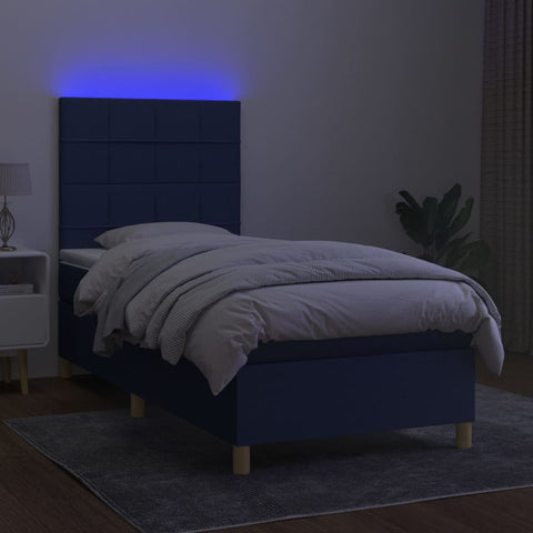 vidaXL Boxspringbett mit Matratze & LED Blau 80x200 cm Stoff