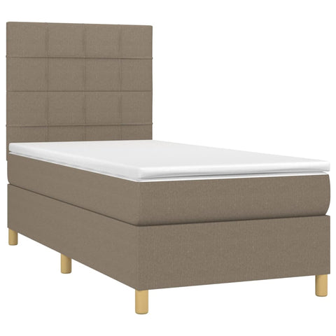 vidaXL Boxspringbett mit Matratze & LED Taupe 90x190 cm Stoff