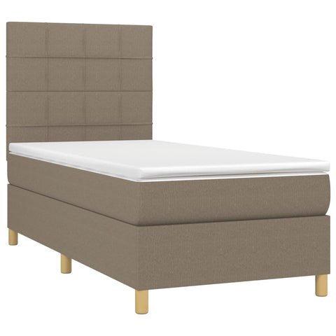 vidaXL Boxspringbett mit Matratze & LED Taupe 90x200 cm Stoff