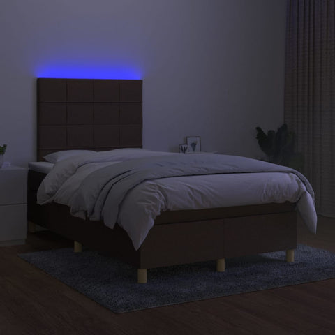 vidaXL Boxspringbett mit Matratze & LED Dunkelbraun 120x200 cm Stoff