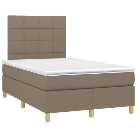 vidaXL Boxspringbett mit Matratze & LED Taupe 120x200 cm Stoff