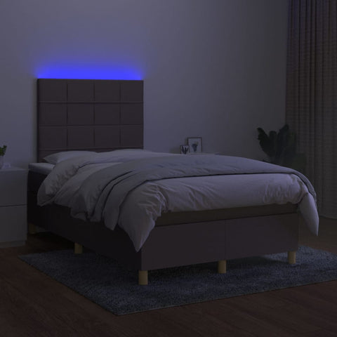 vidaXL Boxspringbett mit Matratze & LED Taupe 120x200 cm Stoff