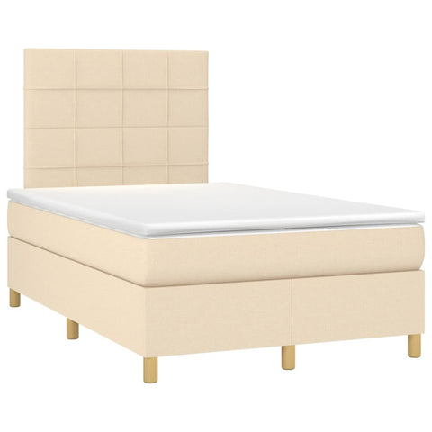 vidaXL Boxspringbett mit Matratze & LED Creme 120x200 cm Stoff