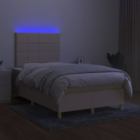 vidaXL Boxspringbett mit Matratze & LED Creme 120x200 cm Stoff