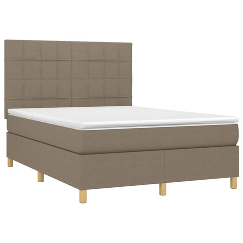 vidaXL Boxspringbett mit Matratze & LED Taupe 140x190 cm Stoff