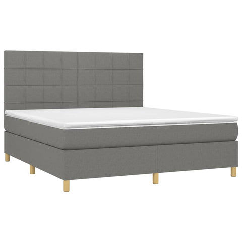 vidaXL Boxspringbett mit Matratze & LED Dunkelgrau 160x200 cm Stoff