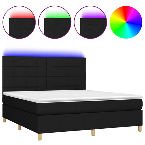 vidaXL Boxspringbett mit Matratze & LED Schwarz 160x200 cm Stoff