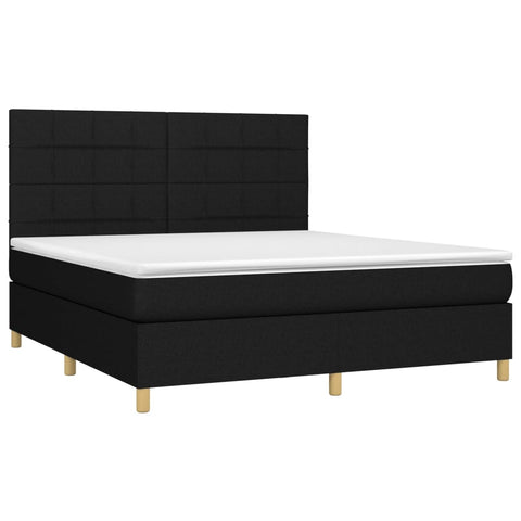 vidaXL Boxspringbett mit Matratze & LED Schwarz 160x200 cm Stoff