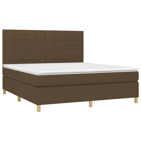 vidaXL Boxspringbett mit Matratze & LED Dunkelbraun 180x200 cm Stoff