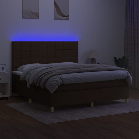 vidaXL Boxspringbett mit Matratze & LED Dunkelbraun 180x200 cm Stoff