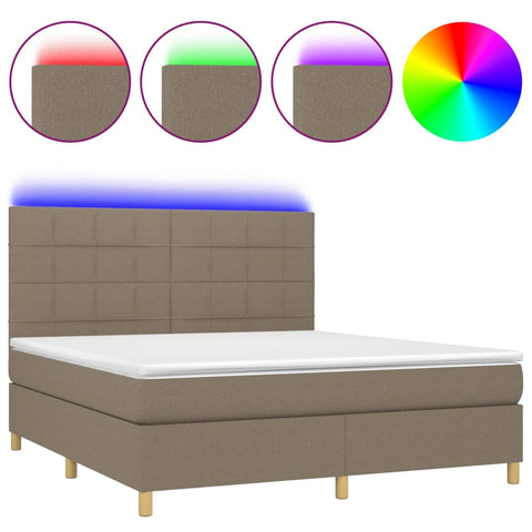 vidaXL Boxspringbett mit Matratze & LED Taupe 180x200 cm Stoff