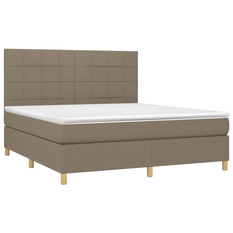 vidaXL Boxspringbett mit Matratze & LED Taupe 180x200 cm Stoff