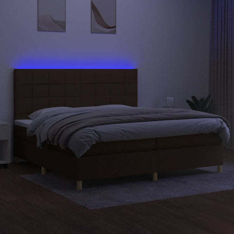 vidaXL Boxspringbett mit Matratze & LED Dunkelbraun 200x200 cm Stoff