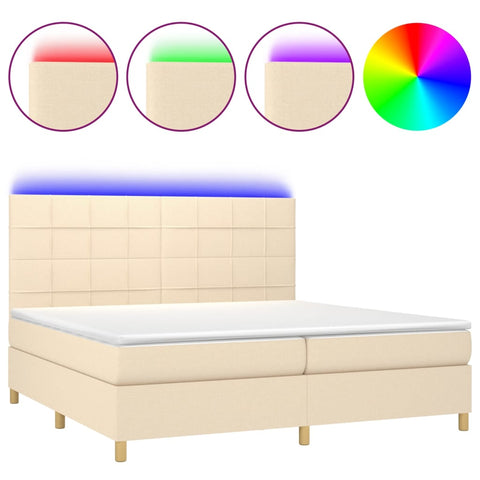 vidaXL Boxspringbett mit Matratze & LED Creme 200x200 cm Stoff