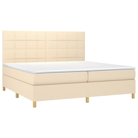 vidaXL Boxspringbett mit Matratze & LED Creme 200x200 cm Stoff