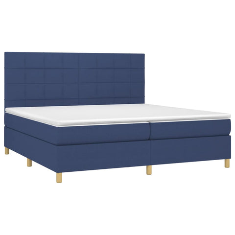 vidaXL Boxspringbett mit Matratze & LED Blau 200x200 cm Stoff