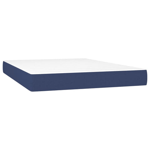 vidaXL Boxspringbett mit Matratze & LED Blau 140x200 cm Stoff