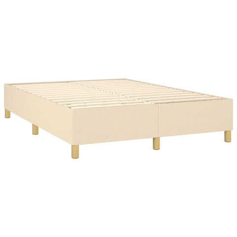 vidaXL Boxspringbett mit Matratze & LED Creme 140x200 cm Stoff