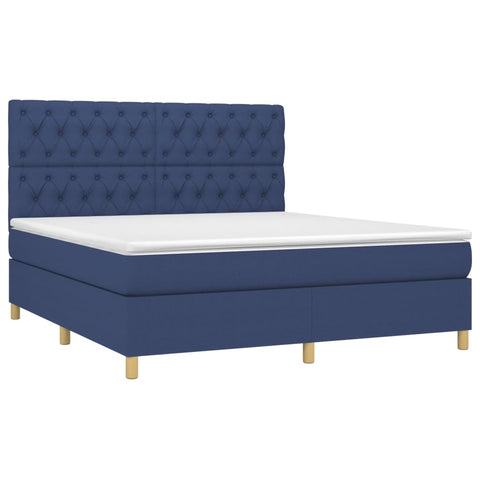 vidaXL Boxspringbett mit Matratze & LED Blau 160x200 cm Stoff