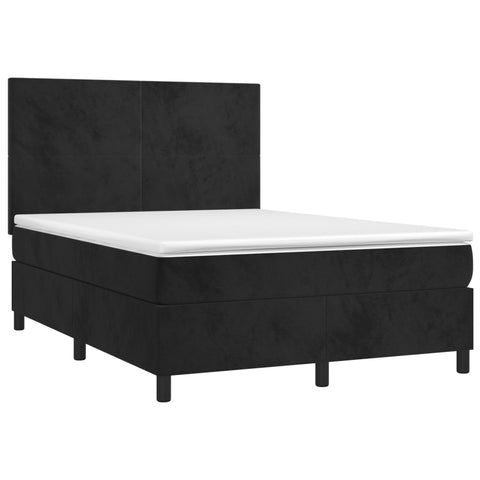 Boxspringbett mit Matratze & LED Schwarz 140x190 cm Samt