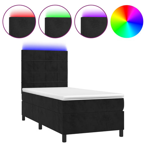 vidaXL Boxspringbett mit Matratze & LED Schwarz 80x200 cm Samt