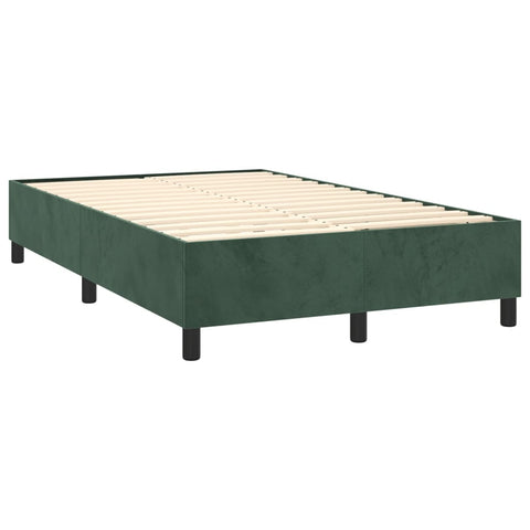 vidaXL Boxspringbett mit Matratze & LED Dunkelgrün 120x200 cm Samt