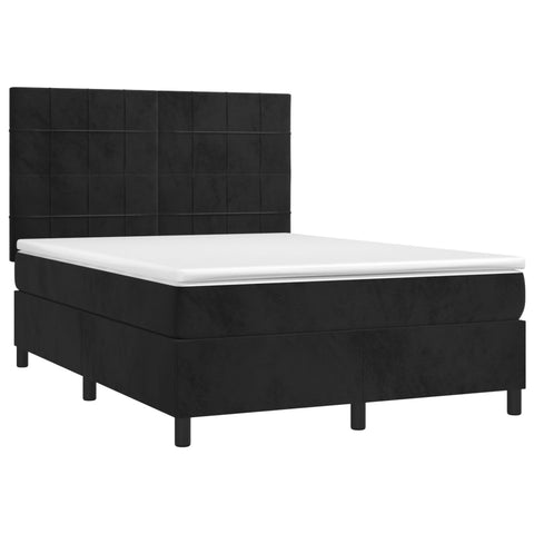 vidaXL Boxspringbett mit Matratze & LED Schwarz 140x200 cm Samt