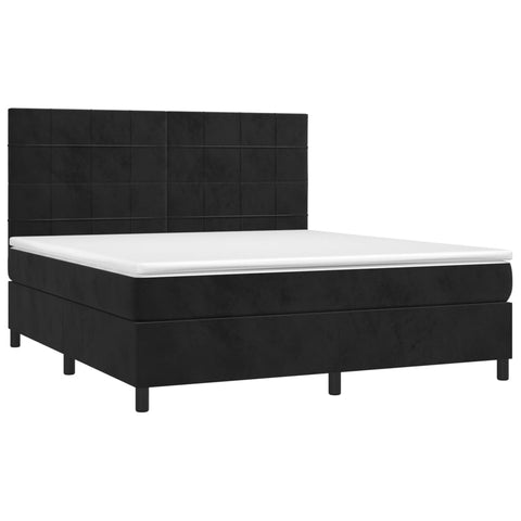 vidaXL Boxspringbett mit Matratze & LED Schwarz 160x200 cm Samt