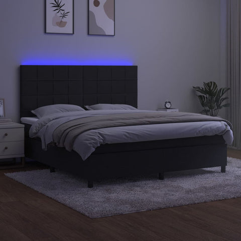 vidaXL Boxspringbett mit Matratze & LED Schwarz 160x200 cm Samt