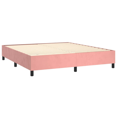 vidaXL Boxspringbett mit Matratze & LED Rosa 160x200 cm Samt