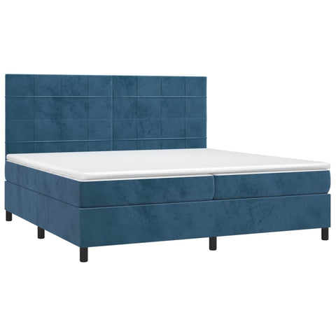 vidaXL Boxspringbett mit Matratze & LED Dunkelblau 200x200 cm Samt