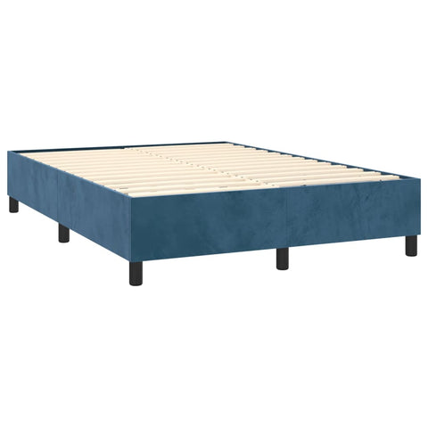 vidaXL Boxspringbett mit Matratze & LED Dunkelblau 140x200 cm Samt