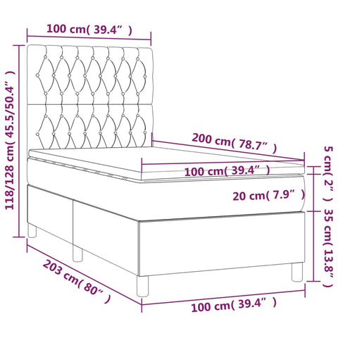 Boxspringbett mit Matratze & LED Dunkelgrün 100x200 cm Samt