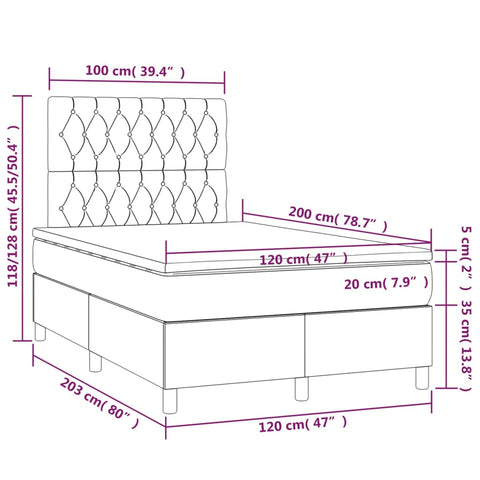 Boxspringbett mit Matratze & LED Dunkelgrün 120x200 cm Samt