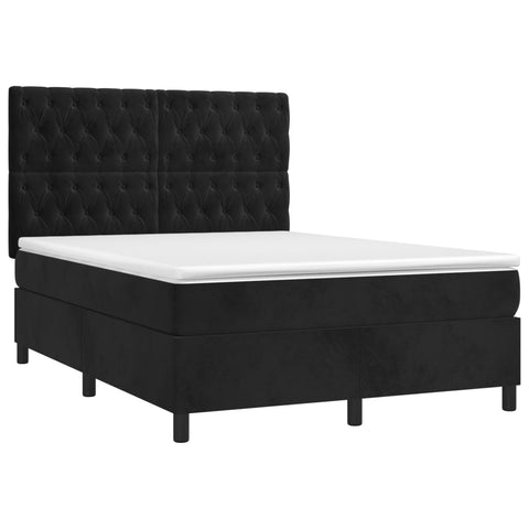 Boxspringbett mit Matratze & LED Schwarz 140x190 cm Samt