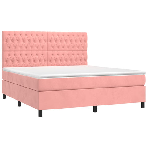 Boxspringbett mit Matratze & LED Rosa 160x200 cm Samt