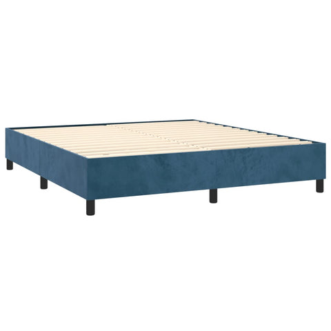 vidaXL Boxspringbett mit Matratze & LED Dunkelblau 180x200 cm Samt