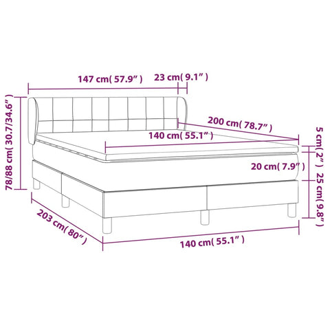 Boxspringbett mit Matratze Taupe 140x200 cm Stoff