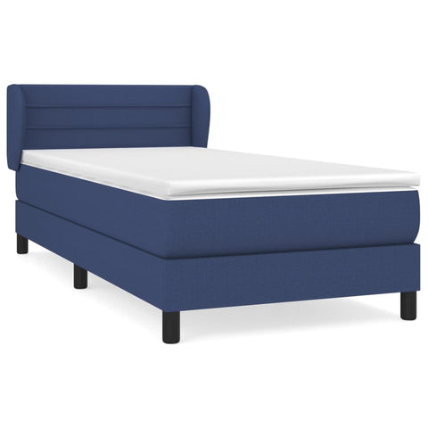 vidaXL Boxspringbett mit Matratze Blau 90x190 cm Stoff