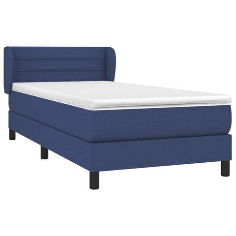 vidaXL Boxspringbett mit Matratze Blau 90x190 cm Stoff