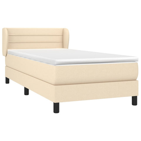 vidaXL Boxspringbett mit Matratze Creme 100x200 cm Stoff