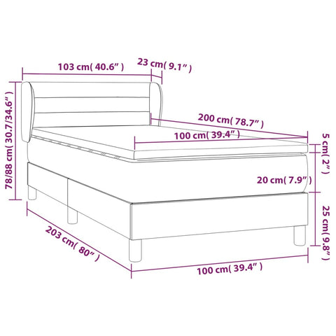 vidaXL Boxspringbett mit Matratze Creme 100x200 cm Stoff