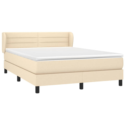 Boxspringbett mit Matratze Creme 140x190 cm Stoff