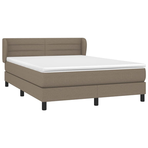 vidaXL Boxspringbett mit Matratze Taupe 140x200 cm Stoff