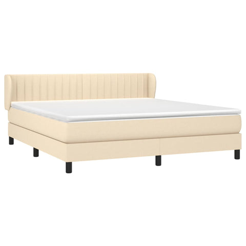 Boxspringbett mit Matratze Creme 180x200 cm Stoff