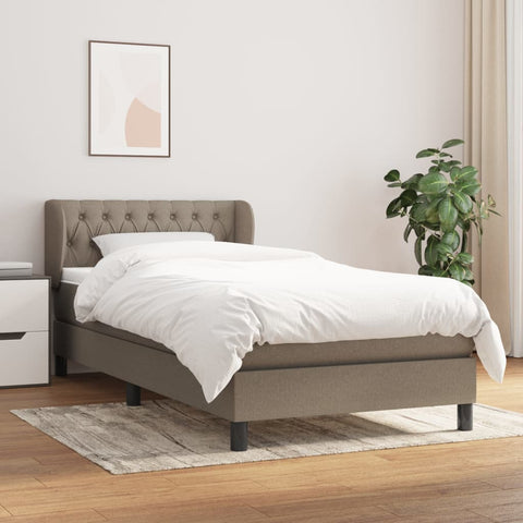 vidaXL Boxspringbett mit Matratze Taupe 100x200 cm Stoff