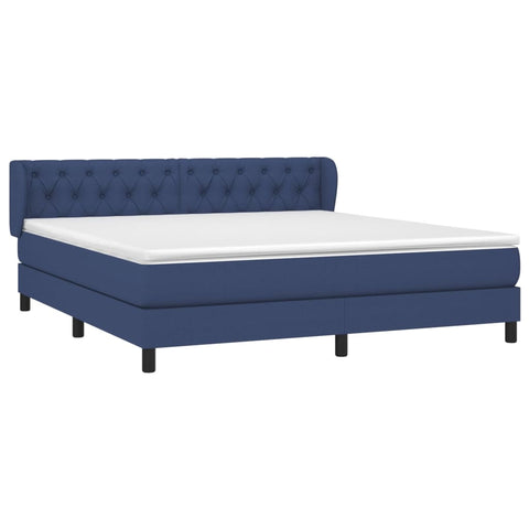 vidaXL Boxspringbett mit Matratze Blau 160x200 cm Stoff