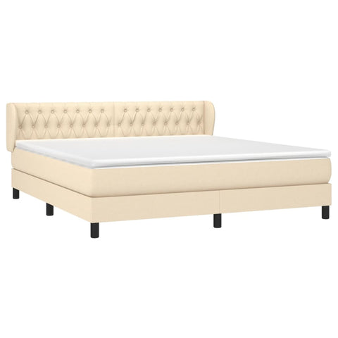 vidaXL Boxspringbett mit Matratze Creme 180x200 cm Stoff